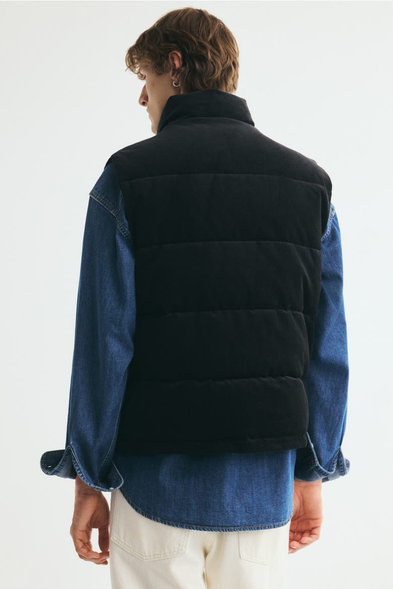 Corduroy Puffer Vest, Alternate, color, Black