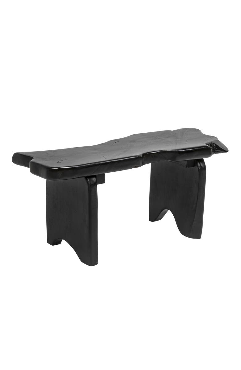 JONATHAN Y Stumpy Handcrafted Rustic Minimalist Live Edge Solid Teak Wood Entryway Bench, Main, color, Black