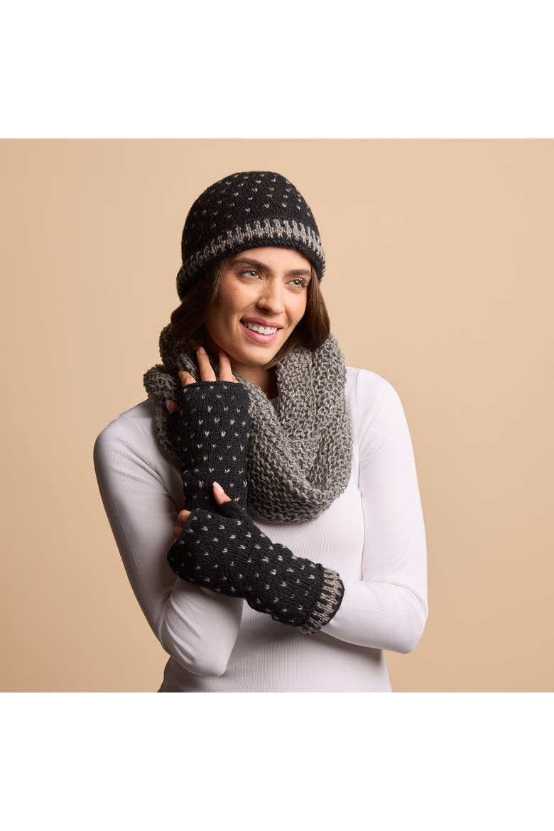 Women's Artisan Hand-Knit Appalachian Winter Wool Half Mitten, Alternate, color, Corvid