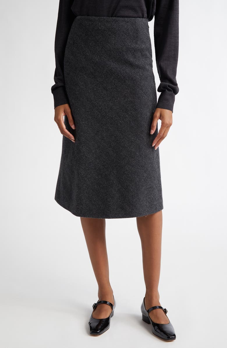 Maison Margiela Wool Herringbone A-line Midi Skirt, Main, color,