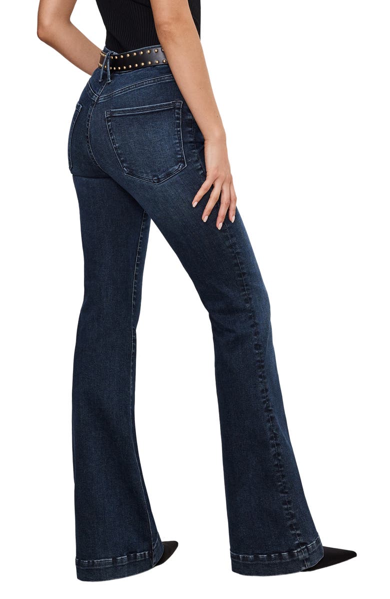 Good American Always Fits Good Distressed Flare Jeans, Alternate, color,