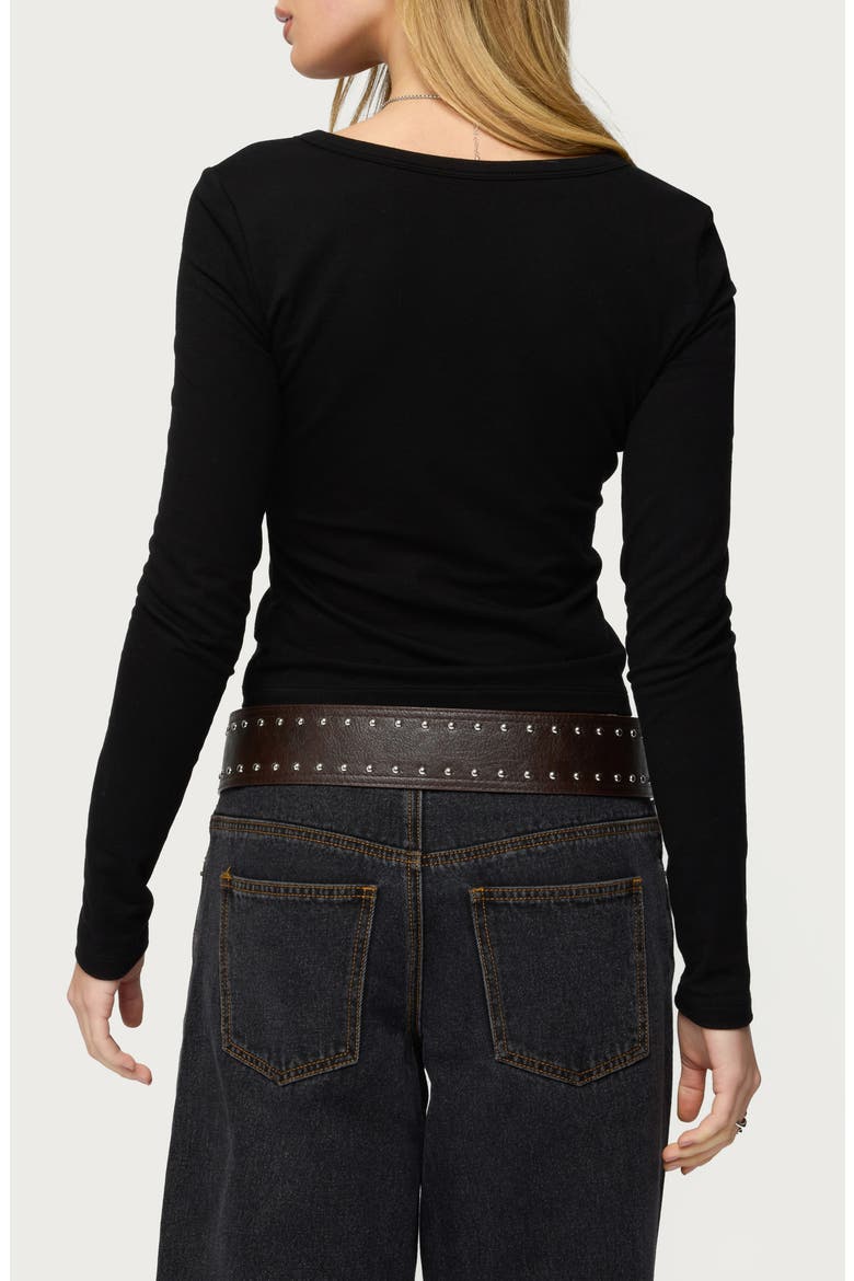 Leah V-Neck Crop Henley Top, Alternate, color, BLACK
