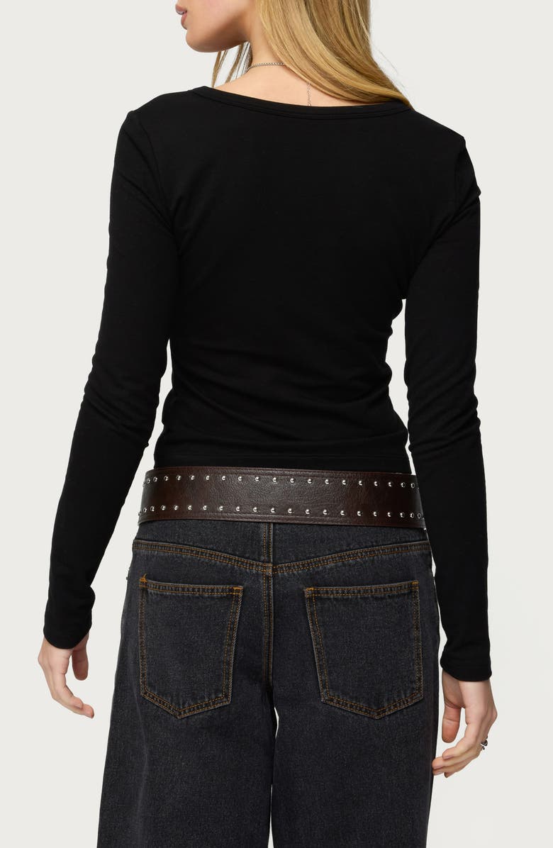 EDIKTED Leah V-Neck Crop Henley Top, Alternate, color, 