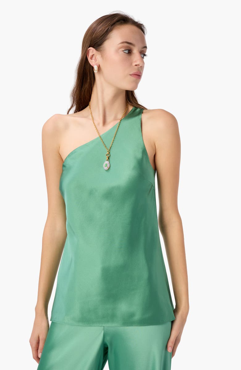 CAMI NYC Lumi One-Shoulder Silk Camisole, Alternate, color, Meadow