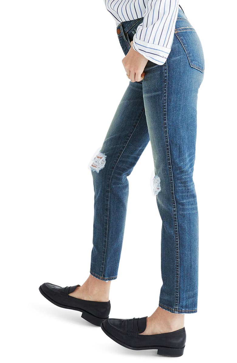 Madewell Distressed Slim Straight Leg Jeans, Alternate, color, 