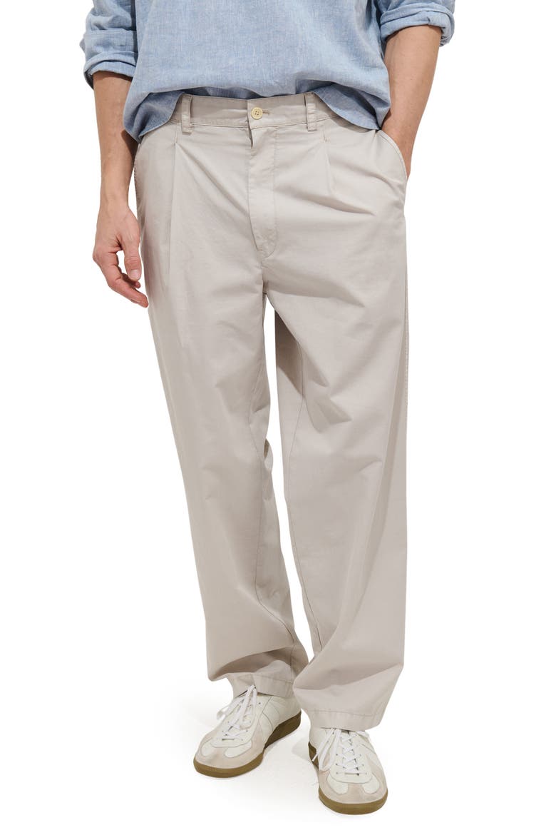 Georges Pleated Cotton Pants, Main, color, STONE