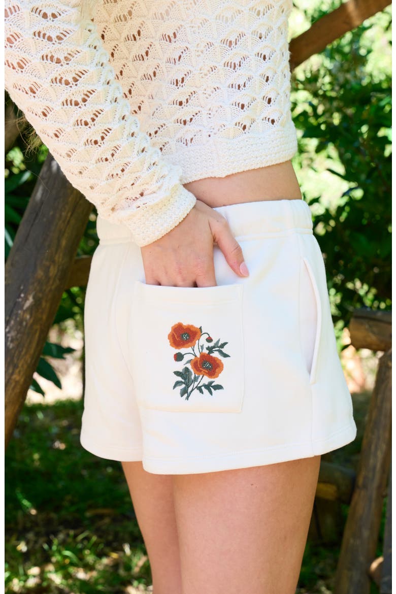 Embroidered Sweat Shorts, Alternate, color, JET STREAM