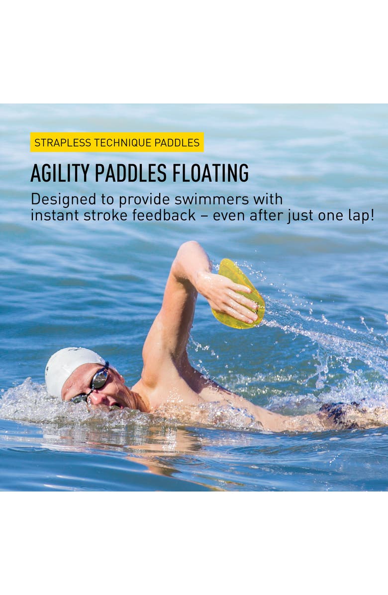 FINIS Agility Floating Swim Paddles Strapless Design for Stroke Technique Instant Feedback, Alternate, color, Yellow
