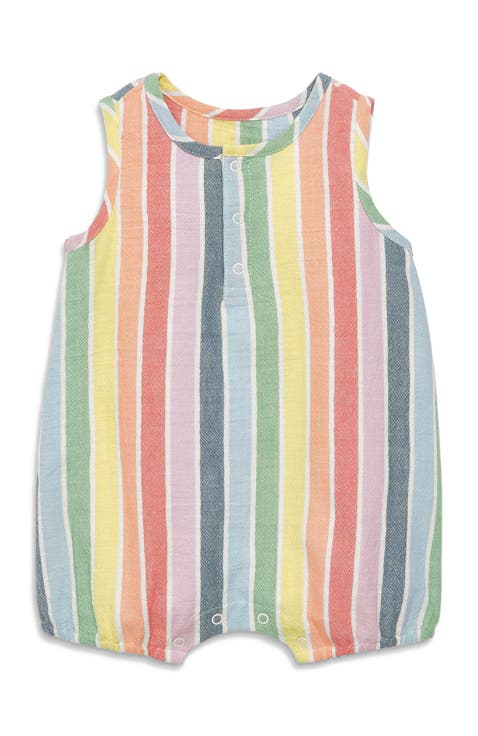 Baby Henley Bubble In Rainbow Stripe