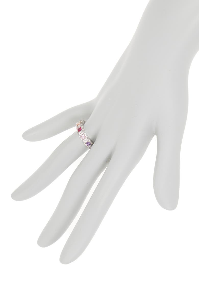 SUZY LEVIAN Sterling Silver Rainbow Asscher Cut Cubic Zirconia Band Ring, Alternate, color, 