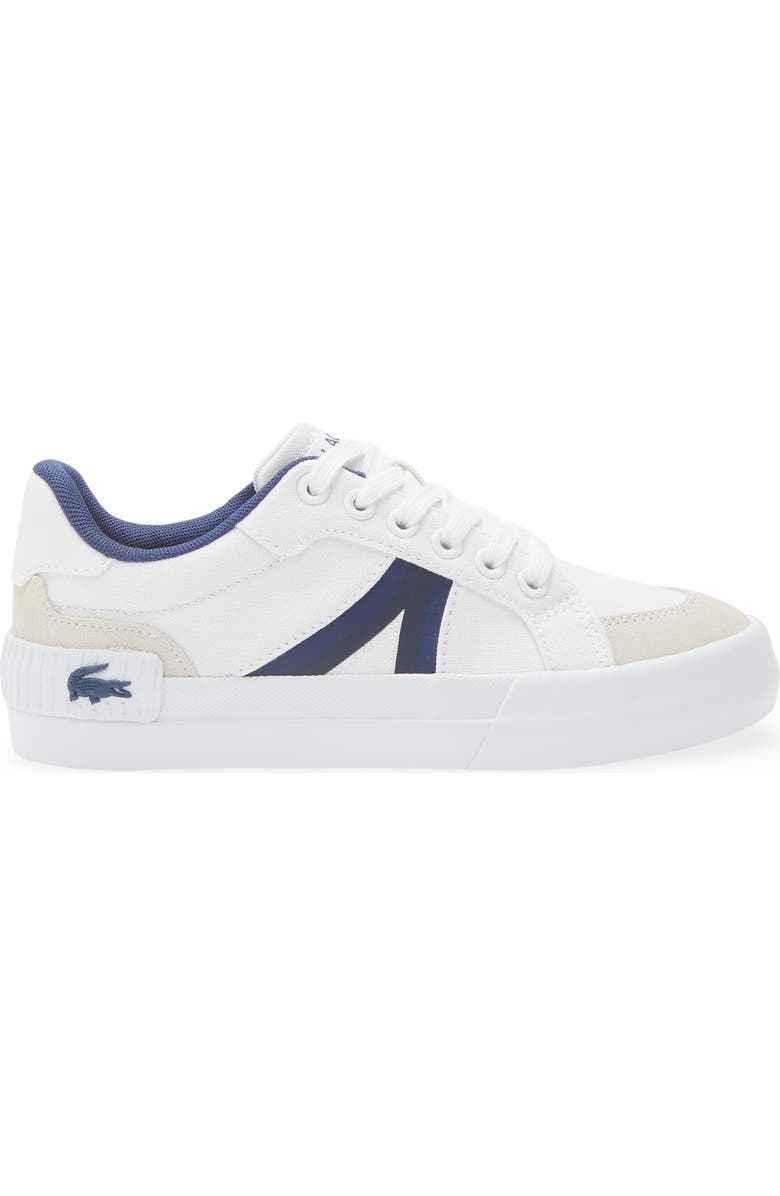 Lacoste Kids' Lace-Up Sneaker, Alternate, color, White/ Navy
