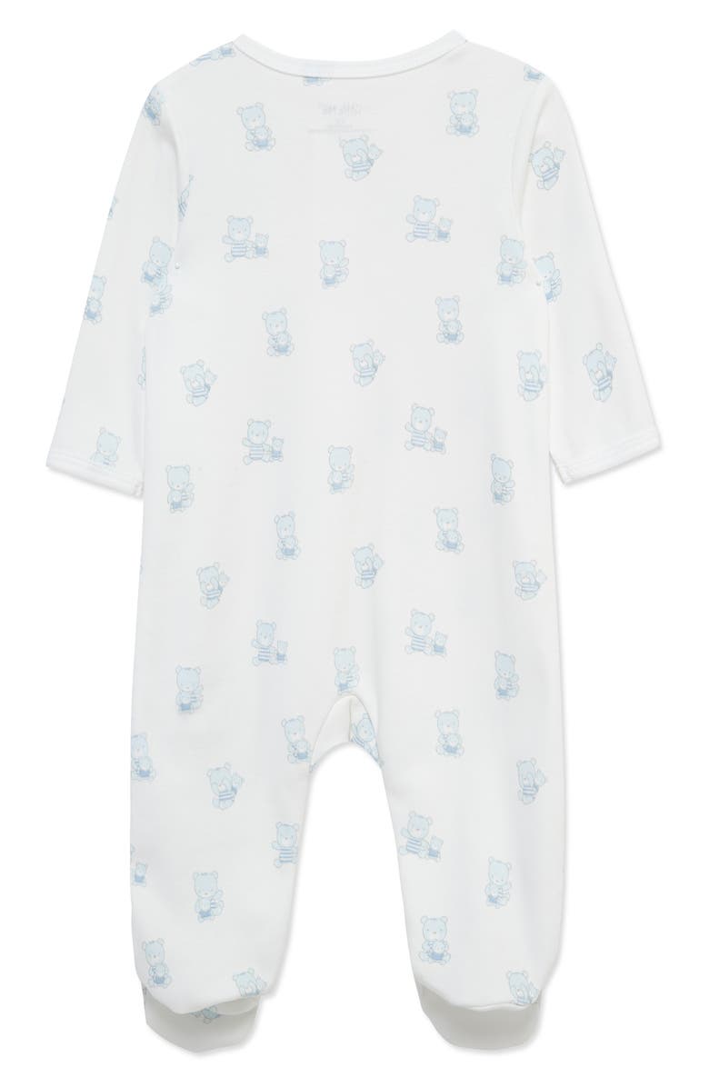 Little Me Busy Bears Pima Cotton Footie, Alternate, color, Blue/ White