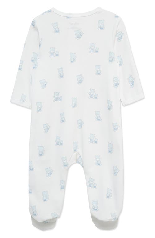 Little Me Busy Bears Pima Cotton Footie In Blue