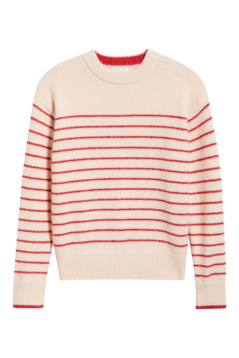 Stripe Relaxed Fit Sweater, Alternate, color, PINK FRESCO- RED STRIPE