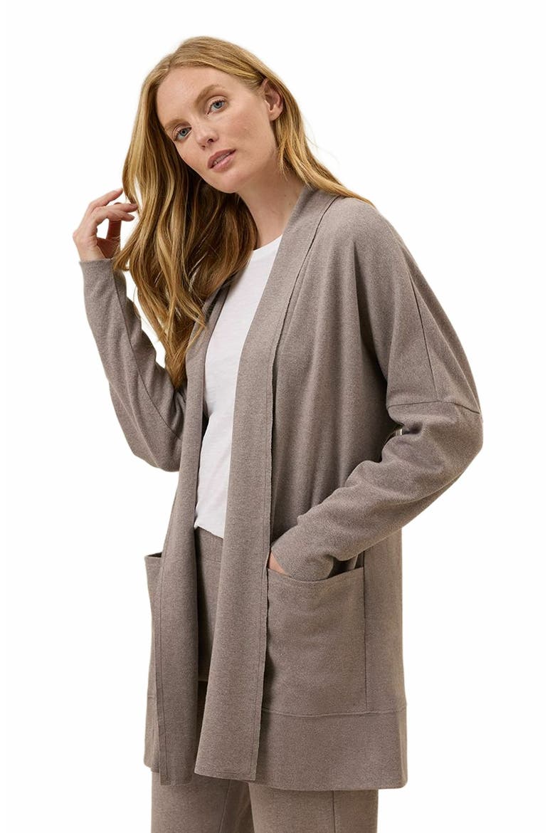 Organic Cotton Airplane Wrap Cardigan, Alternate, color, Deep Taupe Heather