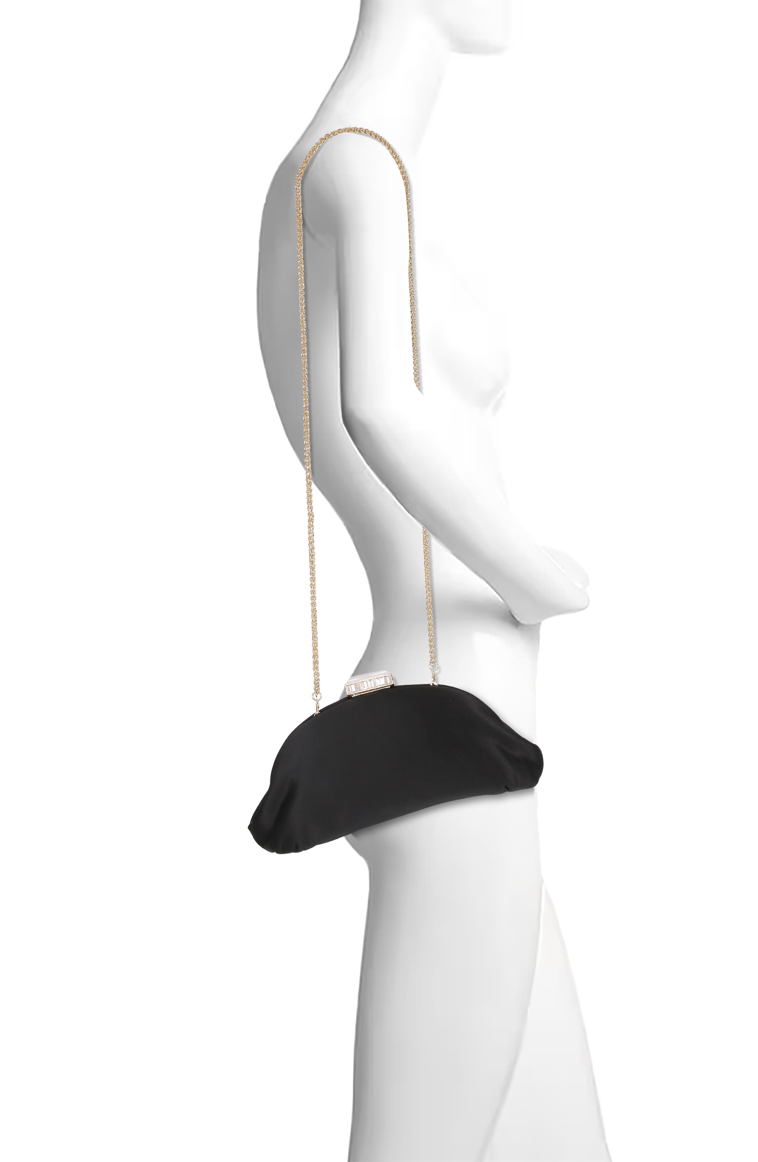 BADGLEY MISCHKA Leia Satin Pouch Clutch, Alternate, color, Black