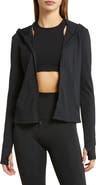 Beyond Yoga Heather Rib Zip-Up Hooded Jacket