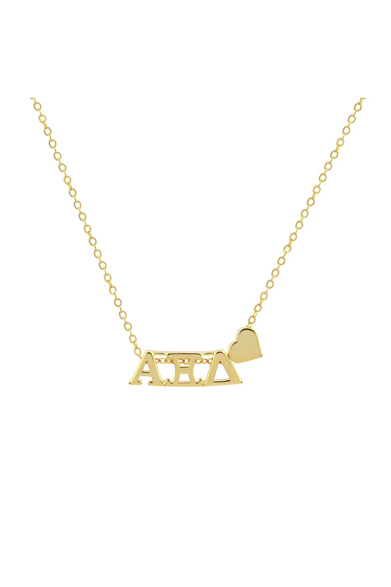 Alpha Xi Delta Sorority Gold Heart Necklace, Alternate, color, Yellow Gold