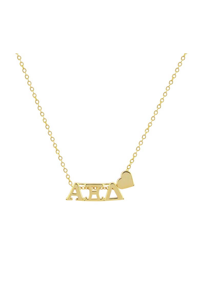 Color Shout Alpha Xi Delta Sorority Gold Heart Necklace, Alternate, color, Yellow Gold