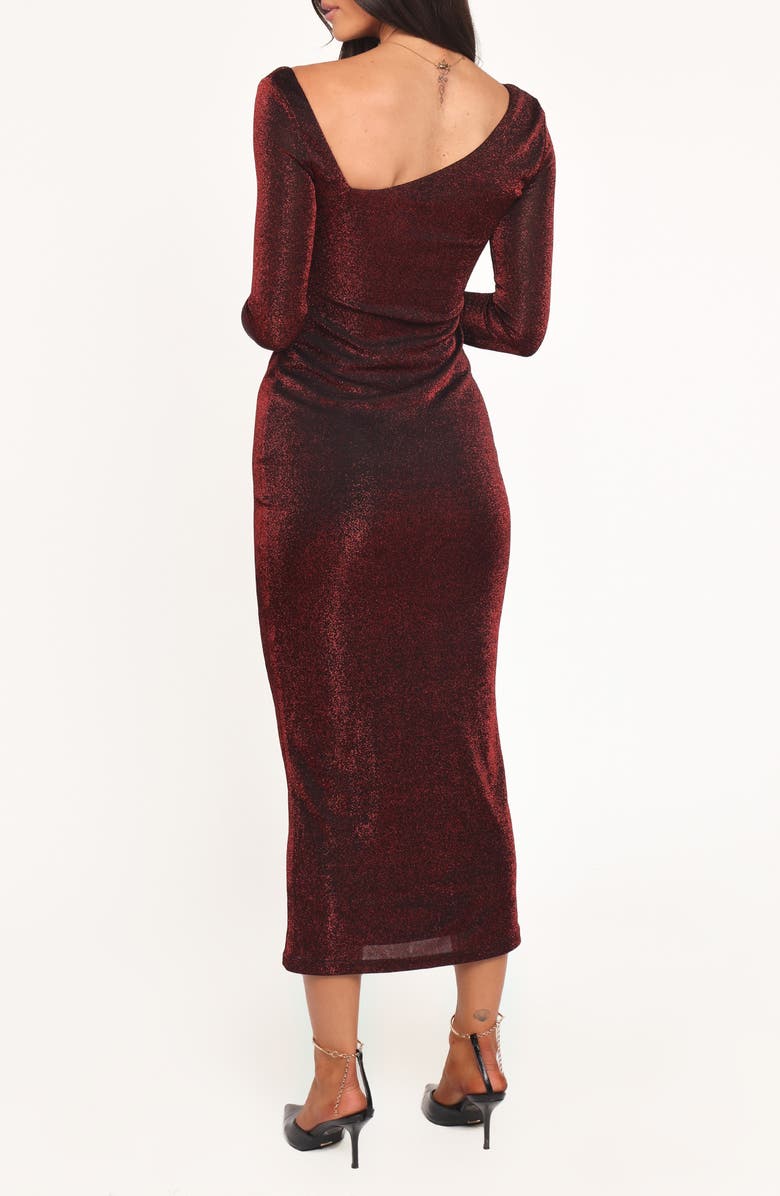 Petal & Pup Charles Body-Con Midi Metallic Dress, Alternate, color, Burgundy