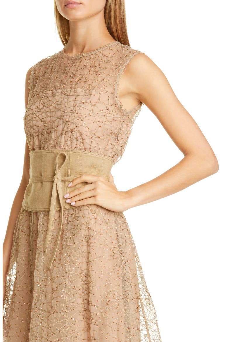 Sequin Tulle Midi Dress, Alternate, color, NUDE