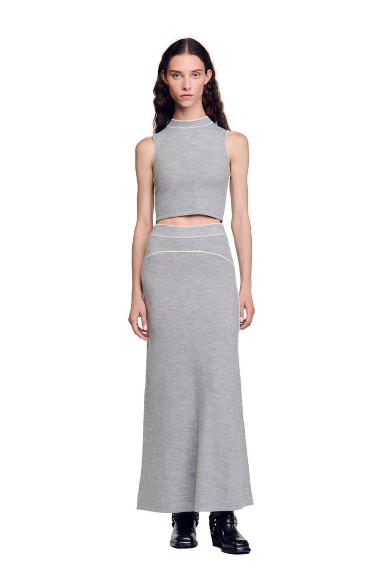 SANDRO Sleeveless knitted crop top, Main, color,