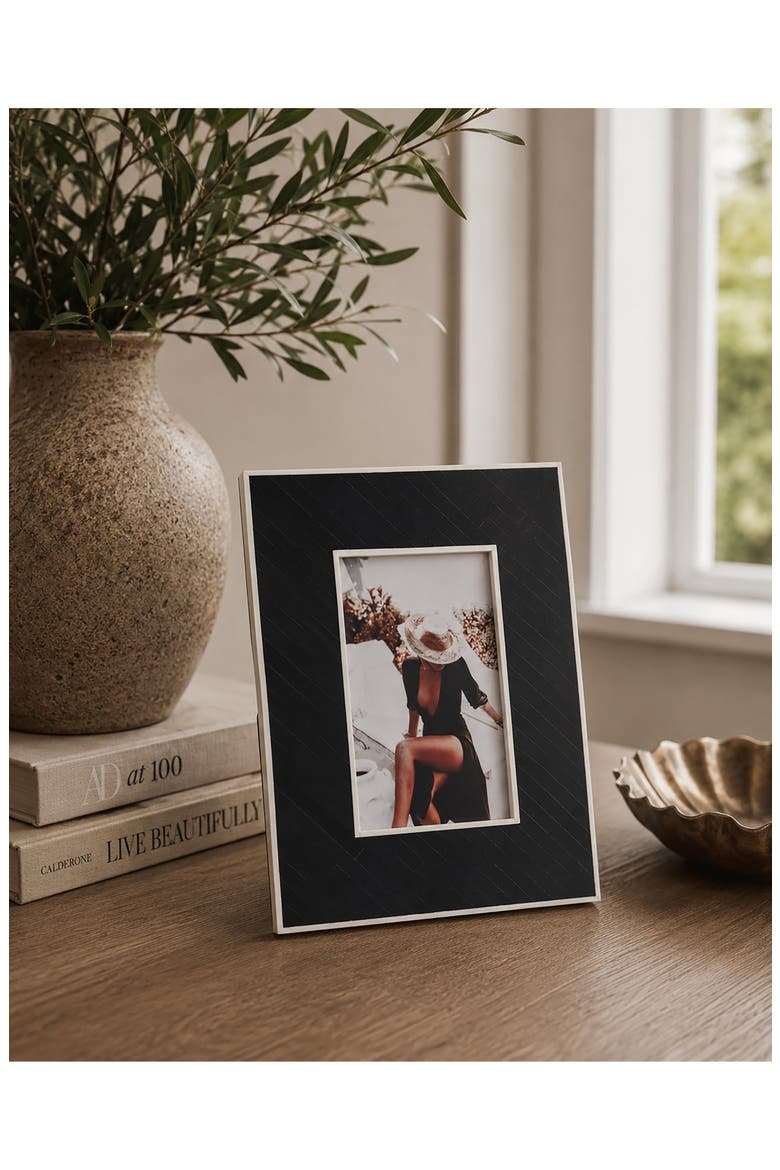 Inlay Design 6.75" x 8.75" Photo Frame, Alternate, color, WHITE/ BLACK