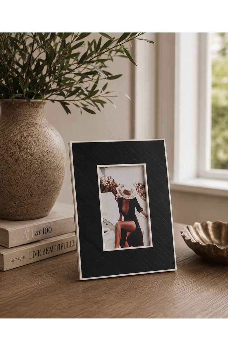 Zodax Inlay Design 6.75" x 8.75" Photo Frame, Alternate, color, White/ Black