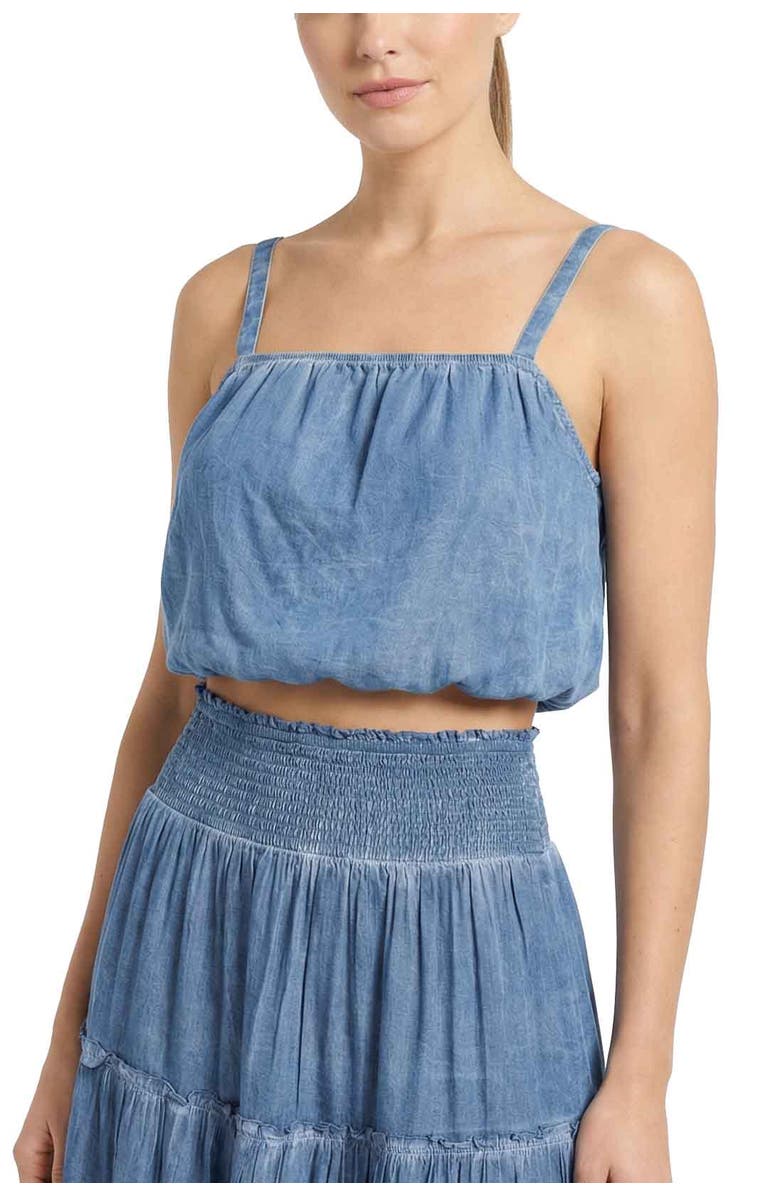 Change of Scenery Dani Stonewash Denim-Look Bubble Crop Top, Main, color, Stonewash