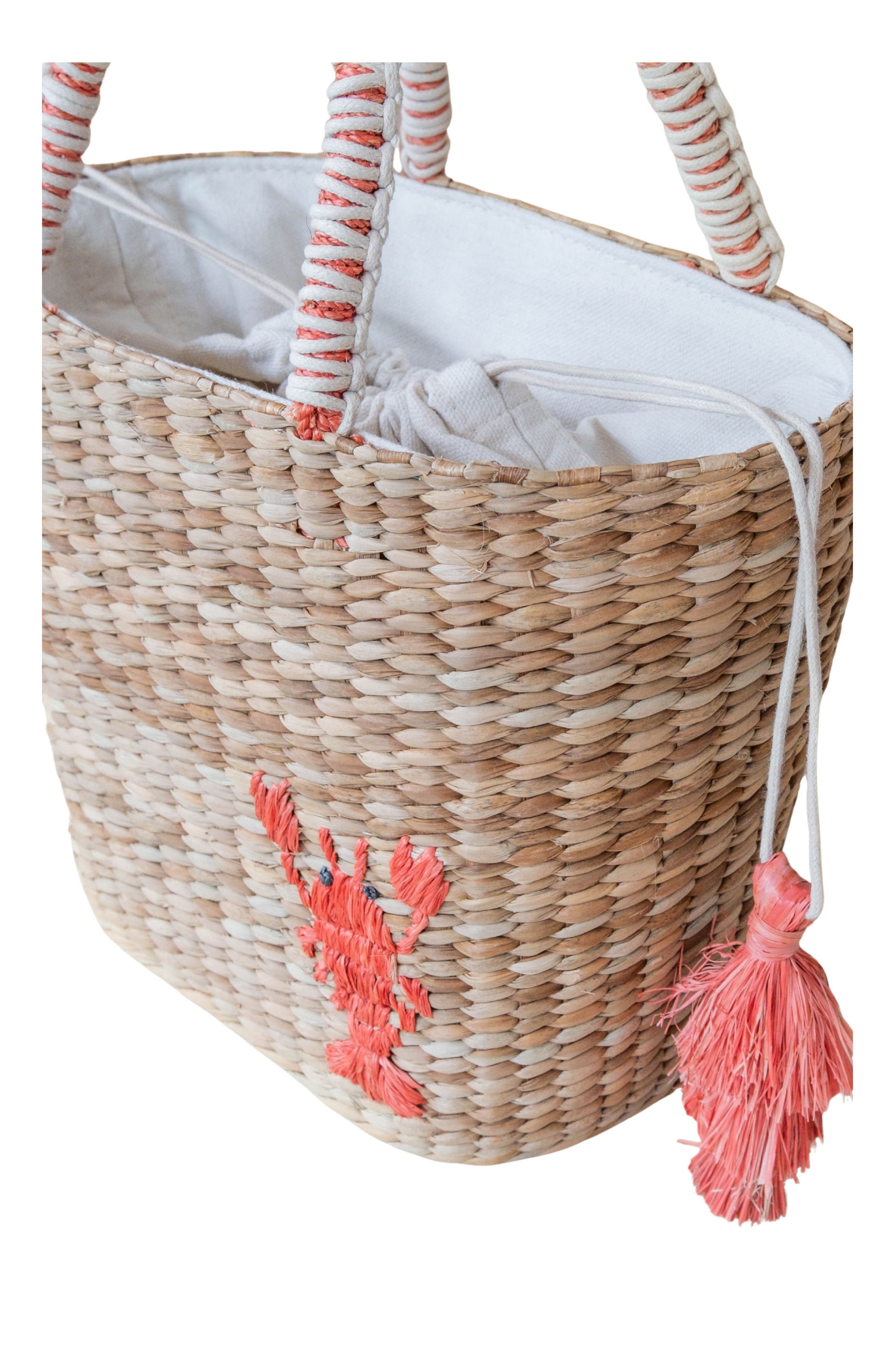 LIKHA Lobster Embroidered Tote Bag, Alternate, color, 