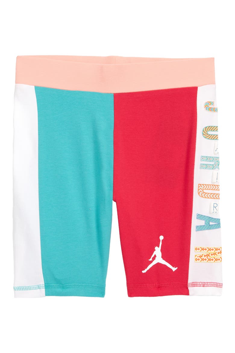Kids' Jumpman Colorblock Stretch Cotton Bike Shorts, Main, color, RUSH PINK
