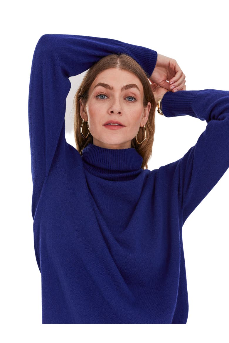 Geelong Wool Slouch Turtleneck Sweater, Main, color, BLUE INK