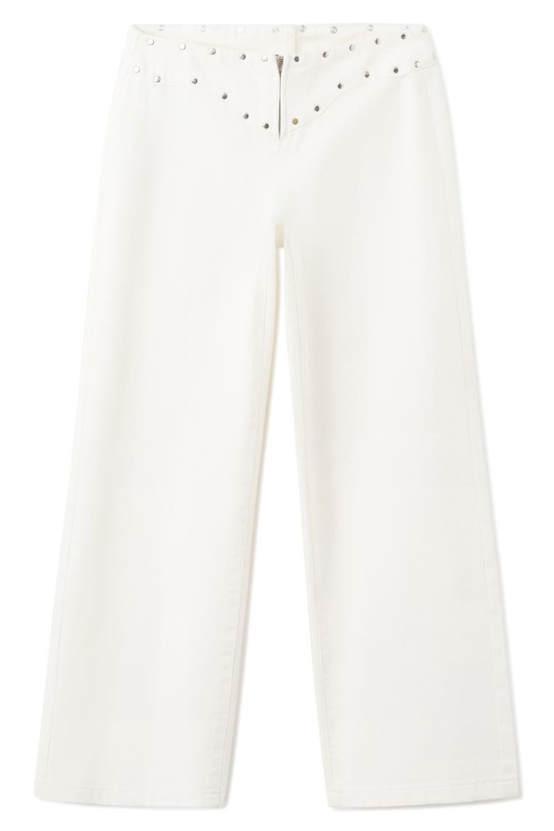 Studded Low Waist Straight Leg Jeans, Alternate, color, OFF WHITE