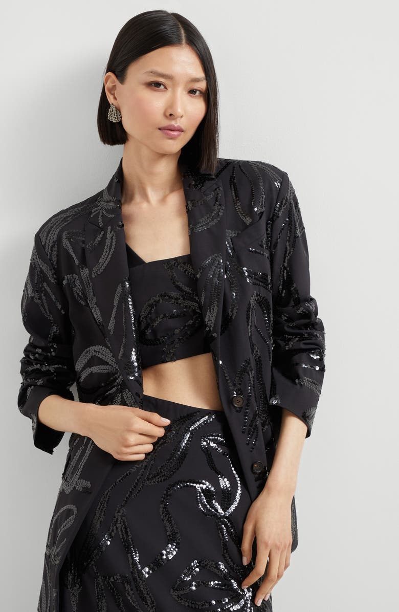 Brunello Cucinelli Blazer with dazzling floral embroidery, Alternate, color, Black