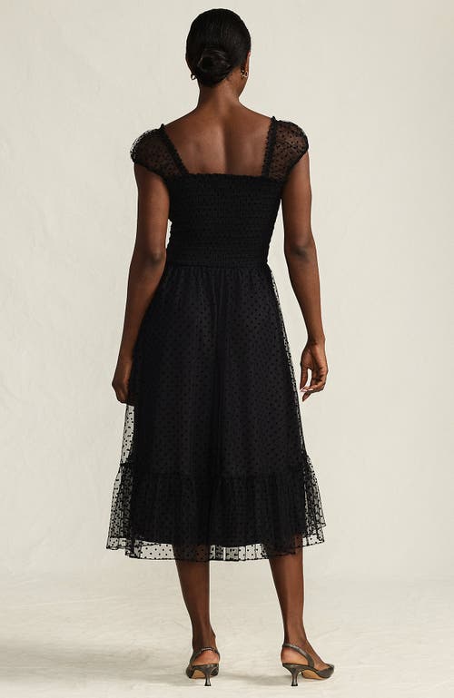 Lands' End Flocked Chiffon Midi Dress In Multi