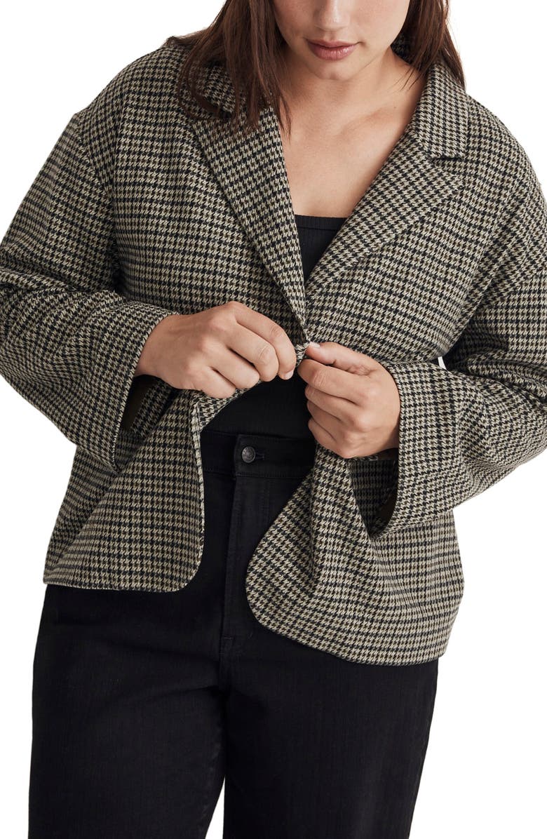 Madewell Houndstooth Oversize Knit Blazer, Alternate, color, 