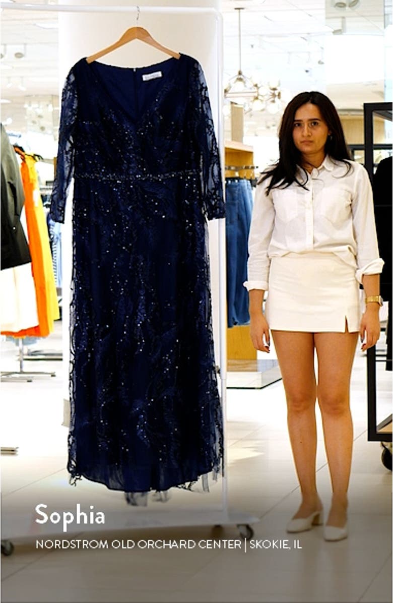 Illusion Long Sleeve Gown, sales video thumbnail