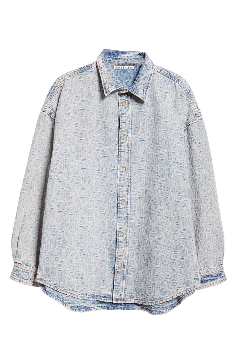 Acne Studios Monogram Cotton Jacquard Button-Up Shirt, Alternate, color, 
