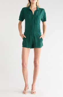 Young, Fabulous & Broke Felix Raw Edge Linen Blend Romper