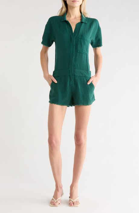 Young, Fabulous & Broke Felix Raw Edge Linen Blend Romper