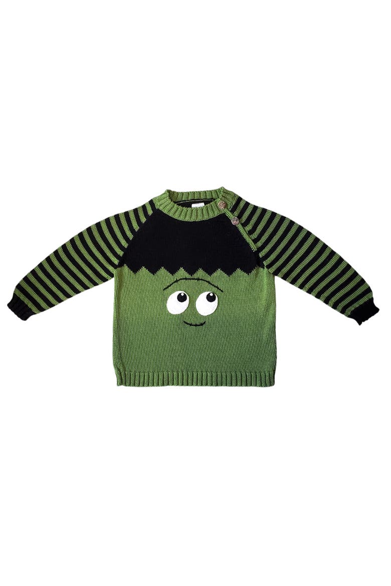 Little Monster Halloween Sweater, Alternate, color, Green
