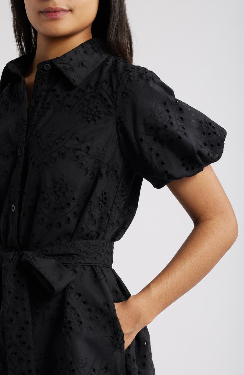Sam Edelman Puff Sleeve Eyelet Shirtdress, Alternate, color, 