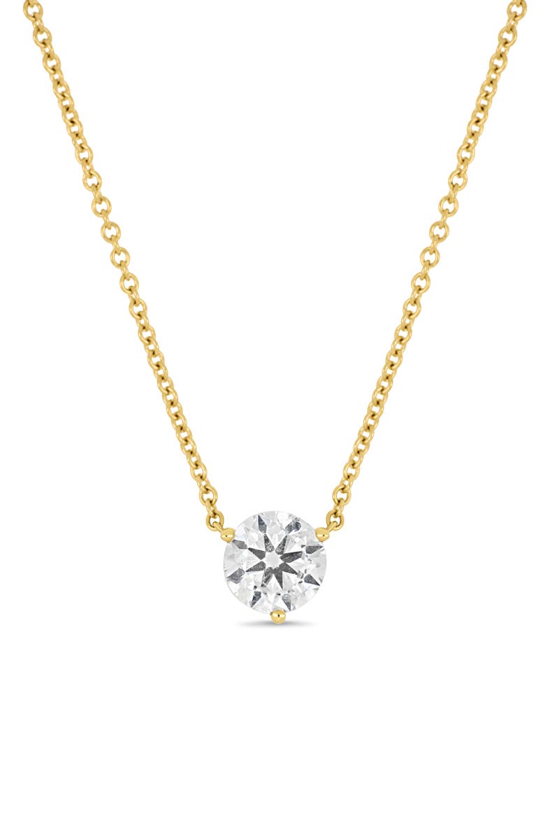 Prong Set Diamond Solitaire Necklace (Online Trunk Show), Main, color, 18K YELLOW GOLD