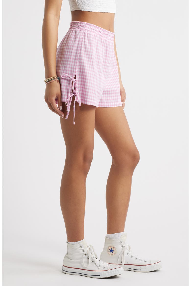 Woven Gingham Shorts, Alternate, color, PINK GINGHAM