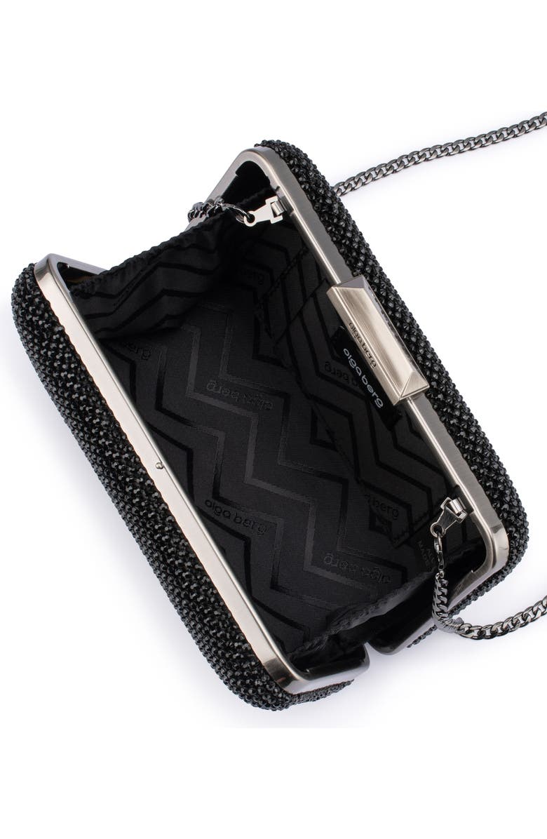 Olga Berg Ronny Crystal Mesh Frame Clutch, Alternate, color,
