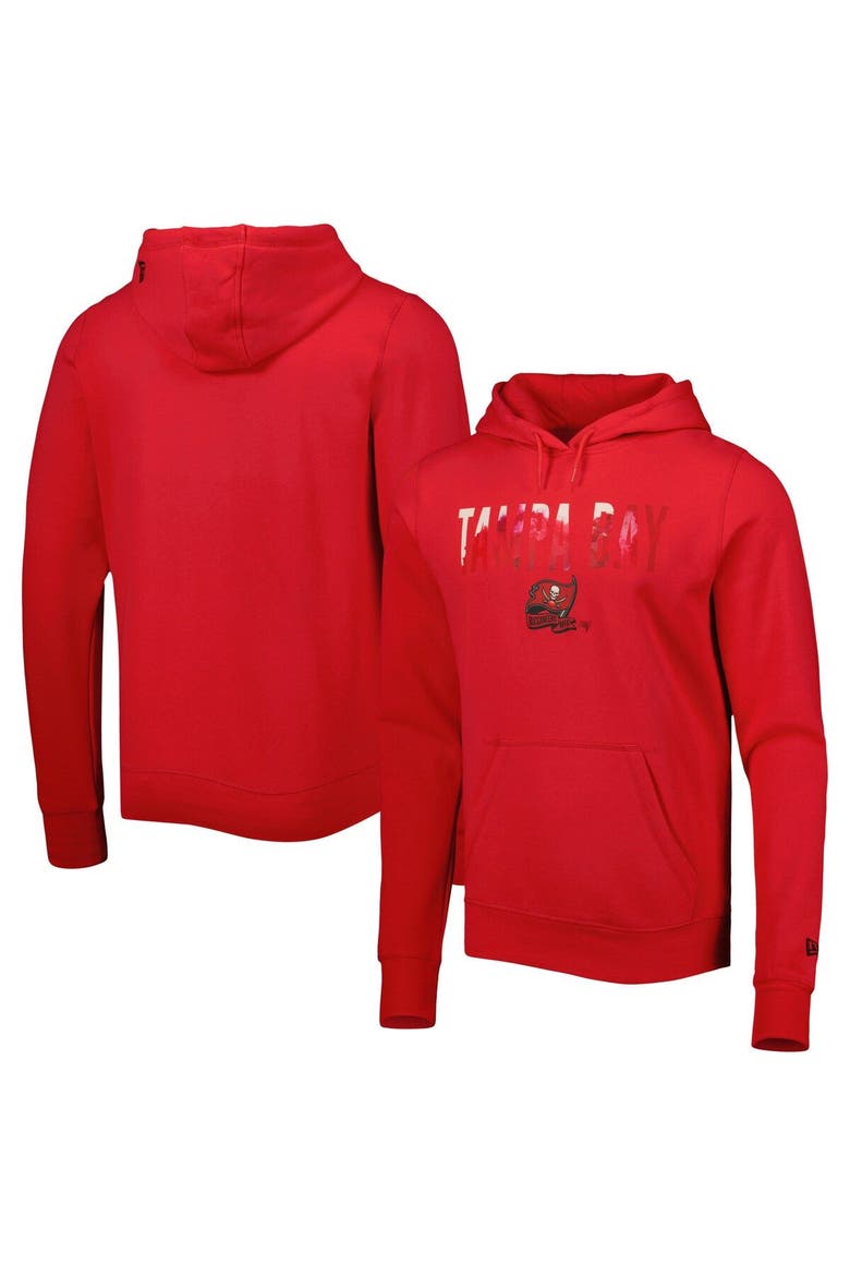 Men's New Era Red Tampa Bay Buccaneers Ink Dye Pullover Hoodie, Main, color, Red