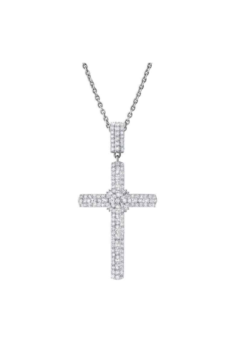 LuvMyJewelry Faithlight 1.15 Ct 14K Gold Diamond Cross Pendant, Main, color, 14K White Gold