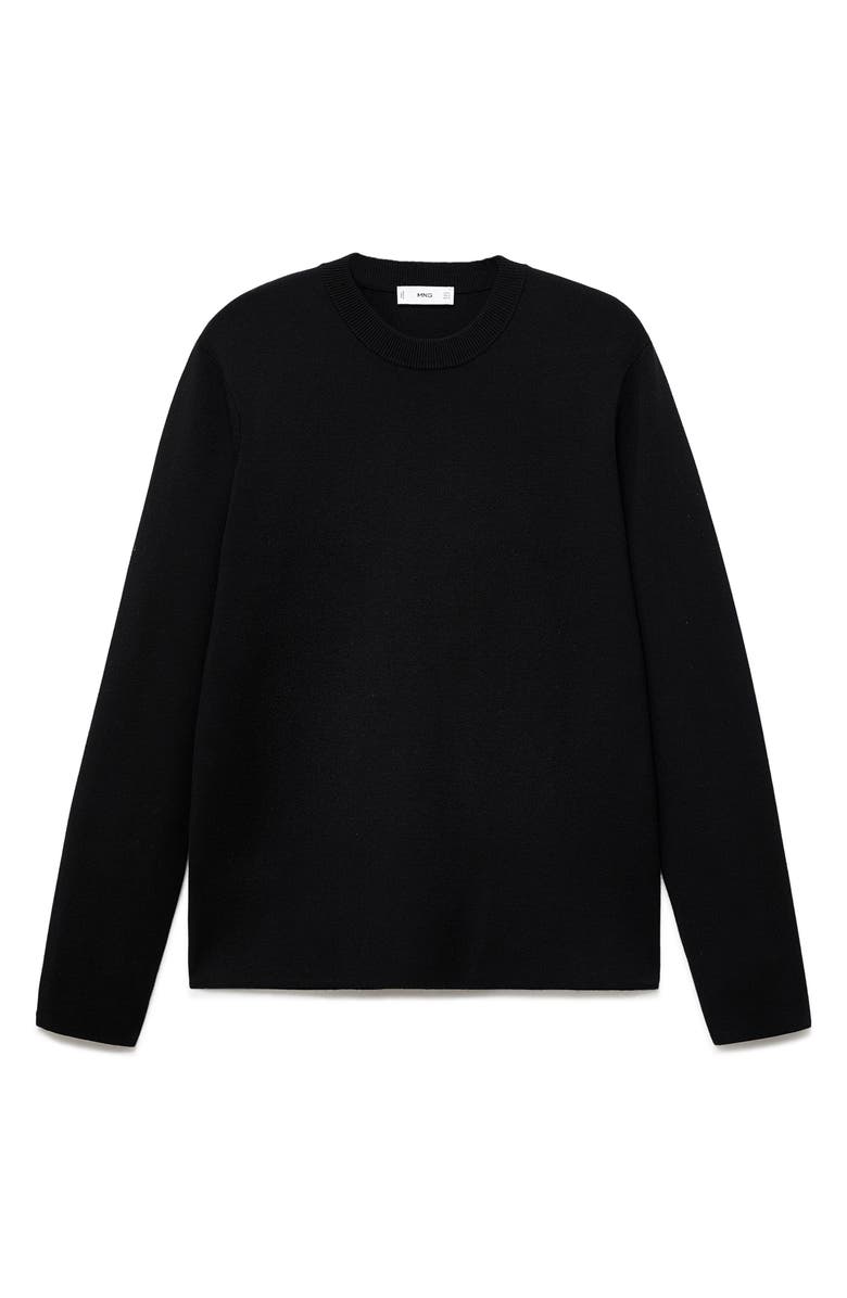 MANGO Regular Fit Crewneck Sweater, Alternate, color, Black