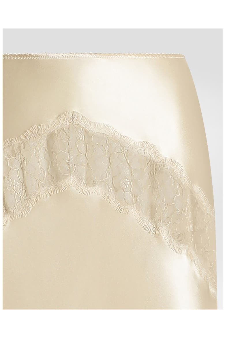 Lace Trim Silk Satin Slip Skirt, Alternate, color, M0169 ECRU 4