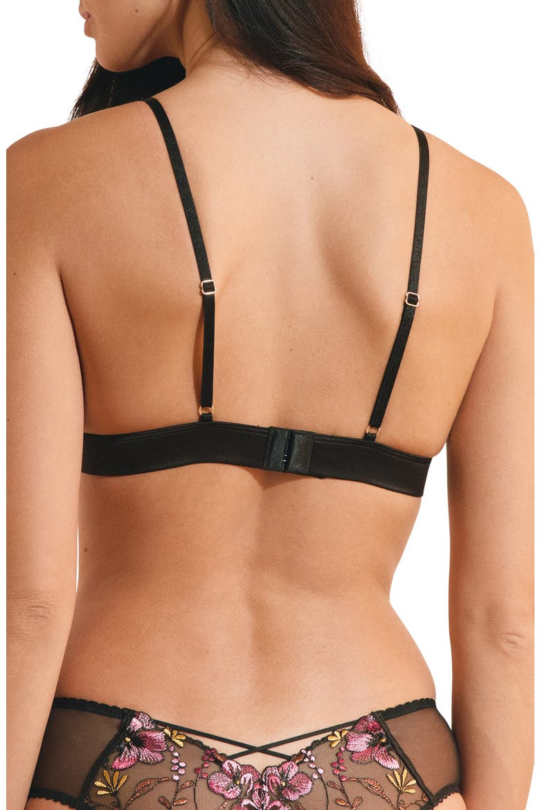 Nova Embroidered Triangle Bralette, Alternate, color, BLACK